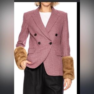 Veronica Beard Fahey Dickey Pink Houndstooth Blazer NWOT